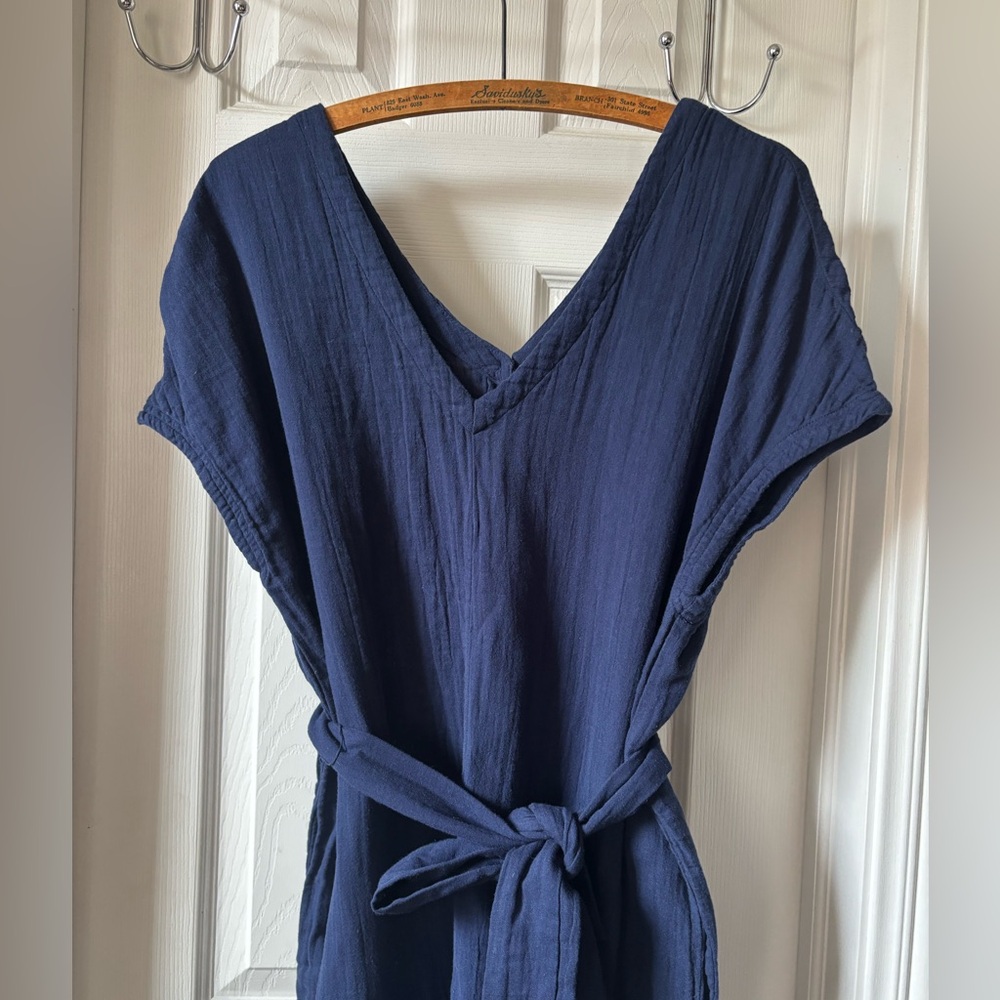 Pact Navy V-Neck Belted Jumpsuit - Picture 3 of 4